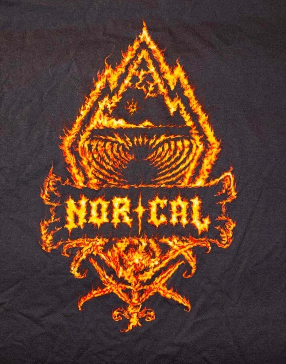 Nor Cal Long Sleeve T-Shirt Size L Black Fire Graphic